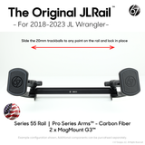 Jeep® JL Wrangler (2018-2023) Series 55 Rail Pack Options with Matte Black Carbon Fiber Arms
