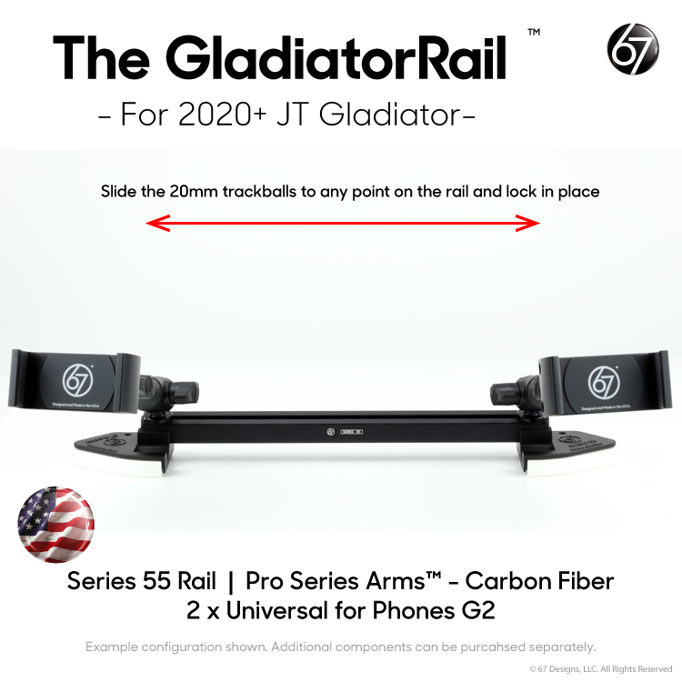 Jeep® Gladiator (2020+) Series 55 Rail Pack Options with Matte Black Carbon Fiber Arms