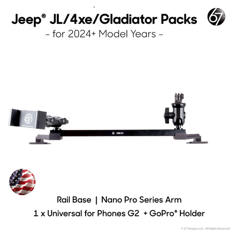 Jeep® JL - 4XE - Gladiator (2024+) Series 55 Rail Pack Options with Matte Black Carbon Fiber Arms