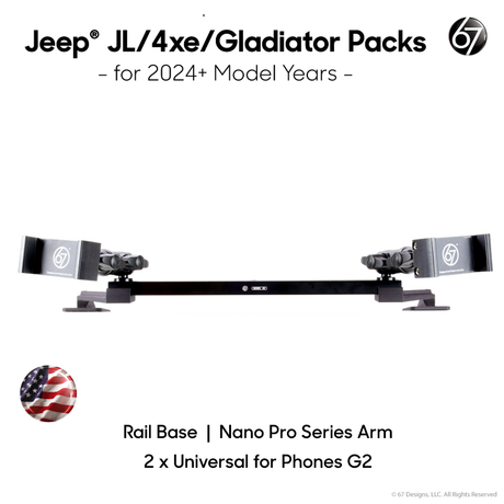 Jeep® JL - 4XE - Gladiator (2024+) Series 55 Rail Pack Options with Matte Black Carbon Fiber Arms