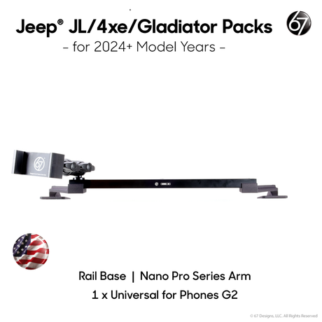 Jeep® JL - 4XE - Gladiator (2024+) Series 55 Rail Pack Options with Matte Black Carbon Fiber Arms