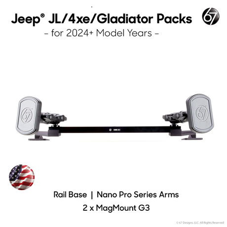 Jeep® JL - 4XE - Gladiator (2024+) Series 55 Rail Pack Options with Matte Black Carbon Fiber Arms