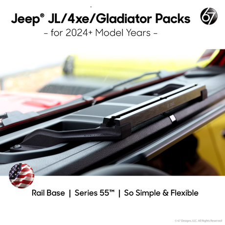Jeep® JL - 4XE - Gladiator (2024+) Series 55 Rail Pack Options with Matte Black Carbon Fiber Arms