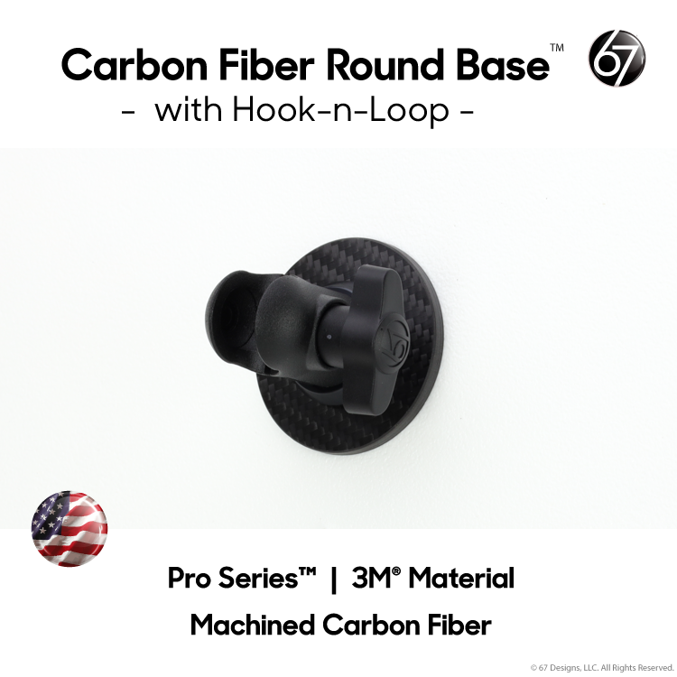 Carbon Fiber Round Base with Hook-n-Loop for Radar Detectors and other Devices