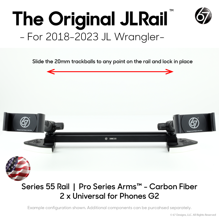 Jeep® JL Wrangler (2018-2023) Series 55 Rail Pack Options with Matte Black Carbon Fiber Arms