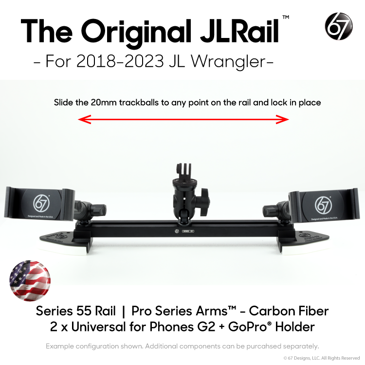 Jeep® JL Wrangler (2018-2023) Series 55 Rail Pack Options with Matte Black Carbon Fiber Arms