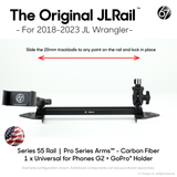 Jeep® JL Wrangler (2018-2023) Series 55 Rail Pack Options with Matte Black Carbon Fiber Arms