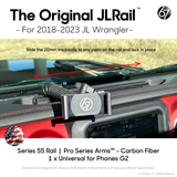 Jeep® JL Wrangler (2018-2023) Series 55 Rail Pack Options with Matte Black Carbon Fiber Arms