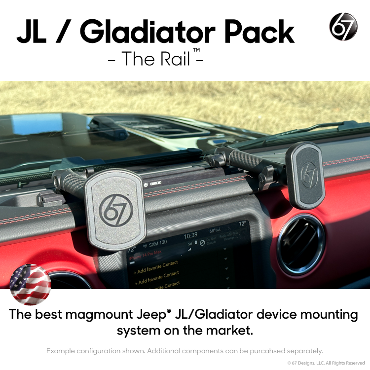 Jeep® JL/Gladiator Series 55 Rail Pack Options with Matte Black Carbon Fiber Arms