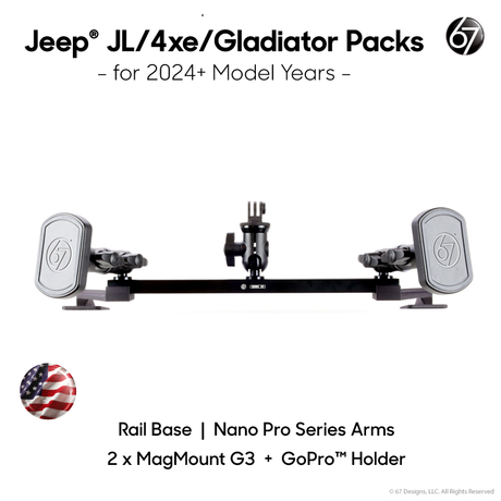 Jeep® JL - 4XE - Gladiator (2024+) Series 55 Rail Pack Options with Matte Black Carbon Fiber Arms