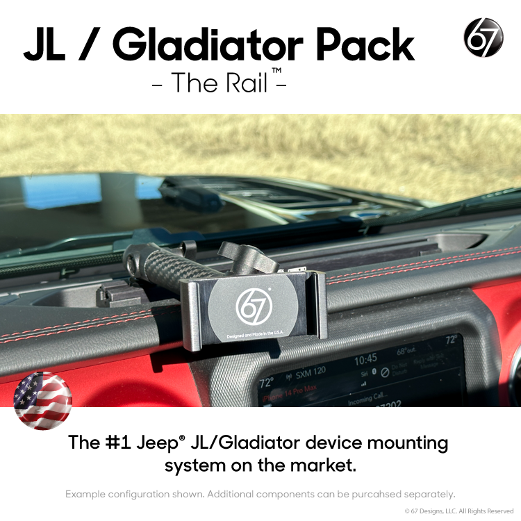 Jeep® JL/Gladiator Series 55 Rail Pack Options with Matte Black Carbon Fiber Arms