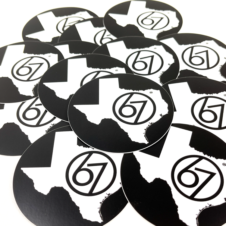 Black and White Texas and Logo Sticker 76mm (3")