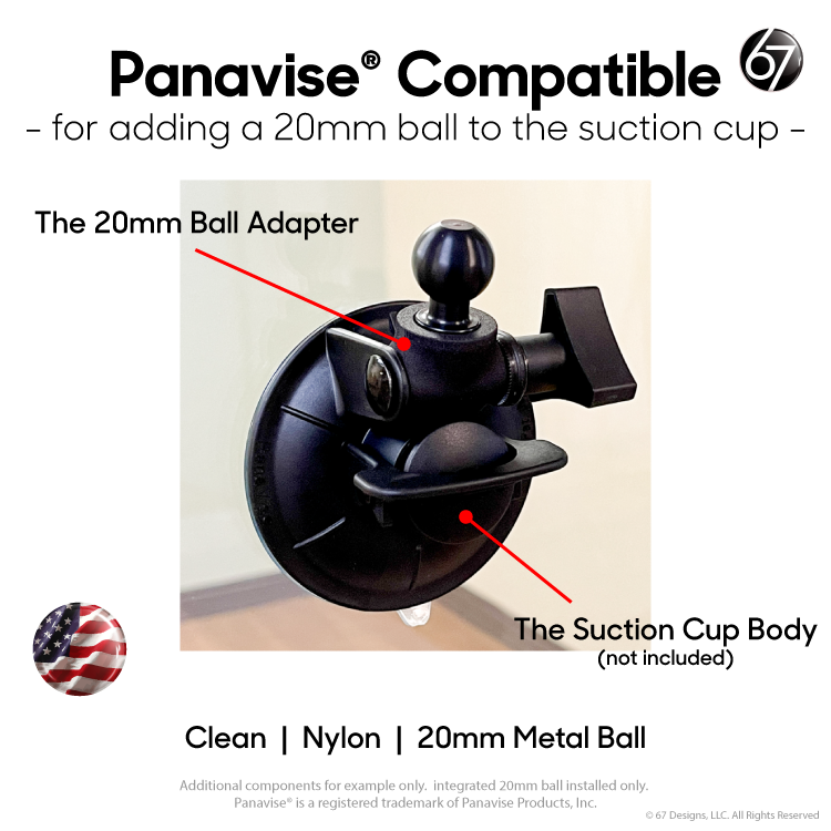 Panavise® Suction Cup 20mm Ball Adapter