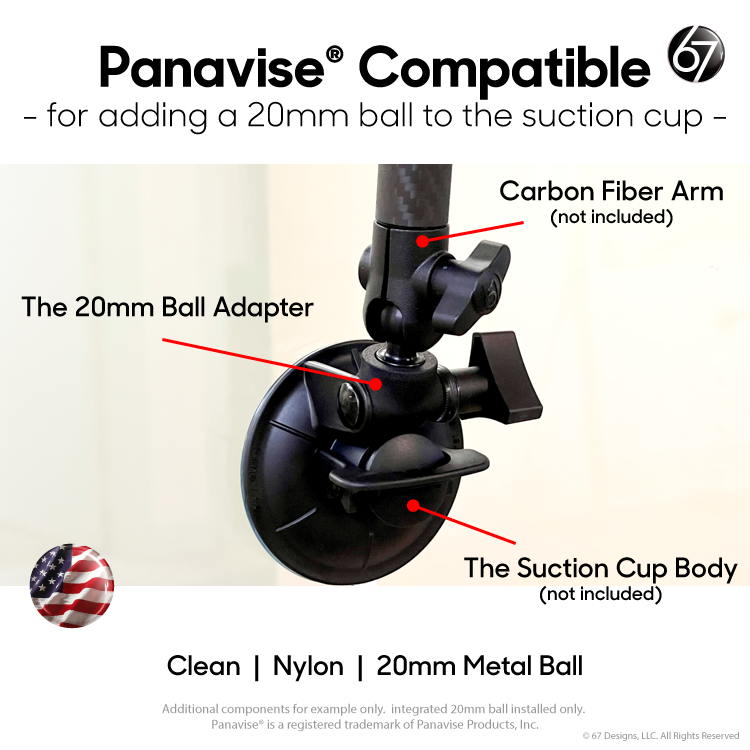 Panavise® Suction Cup 20mm Ball Adapter