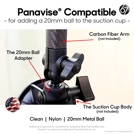 Panavise® Suction Cup 20mm Ball Adapter
