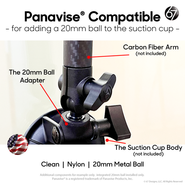 Panavise® Suction Cup 20mm Ball Adapter