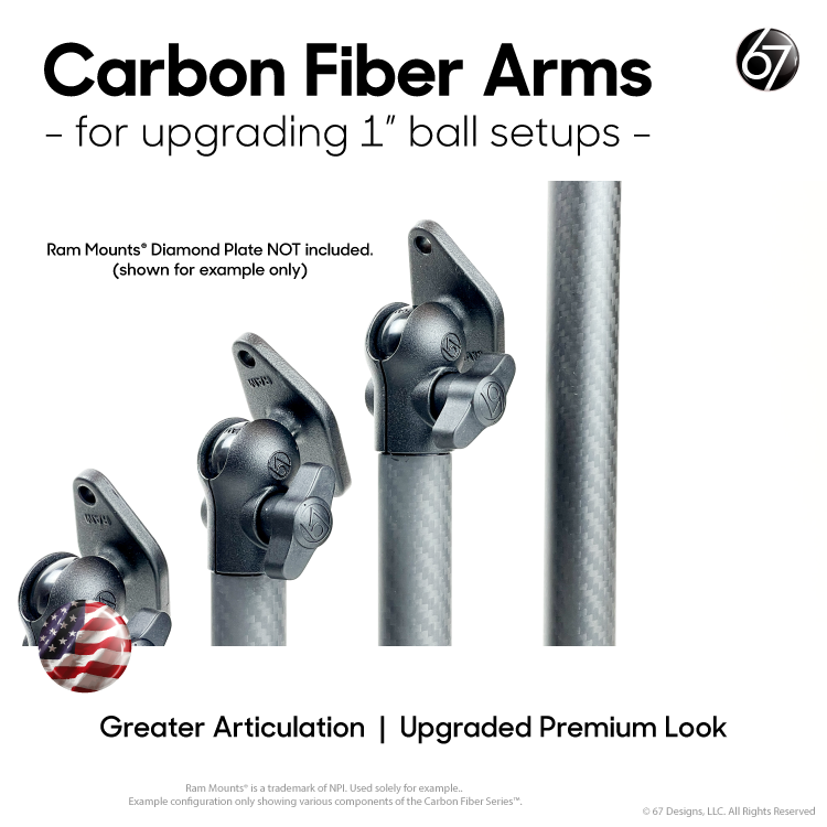 Carbon Fiber Arms - 20mm and 1" Clamps (Matte)