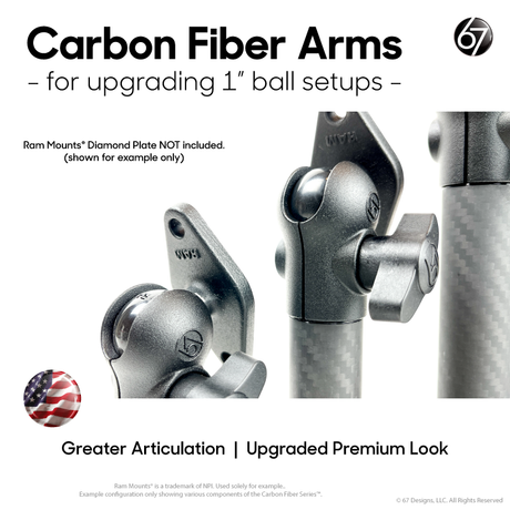 Carbon Fiber Arms - 20mm and 1" Clamps (Matte)